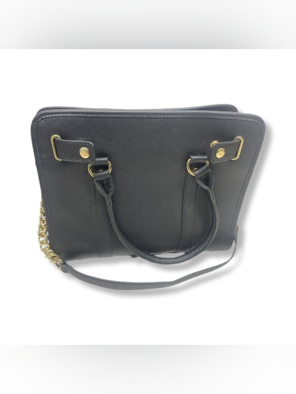 Dasein Structured Two-Tone Black/Grey Satchel with Gold Accent Hardware - Picture 3 of 7